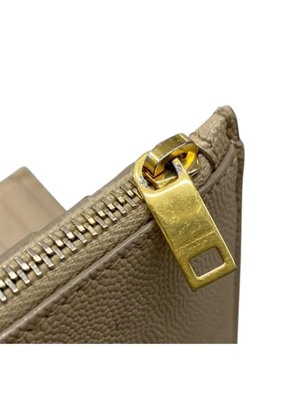 Saint Laurent Wallet Uptown Compact Leather Beige